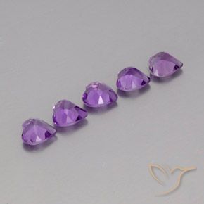 Pedras preciosas de Ametista Violeta Púrpura natural de 3.39 ct, Coração, VS