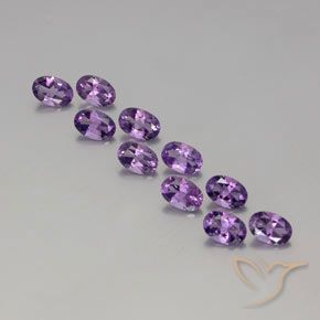 Pedras preciosas de ametista violeta arroxeado médio-escuro natural de 3,90 ct, corte oval, VVS-VS