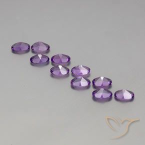 Pedras preciosas de ametista violeta arroxeado médio-escuro natural de 3,90 ct, corte oval, VVS-VS