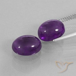 Pedras preciosas de Ametista Violeta médio natural de 7.43 ct, oval, Transparente