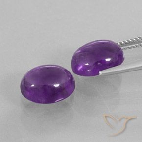 Pedras preciosas de Ametista Violeta médio natural de 7.44 ct, oval, Transparente