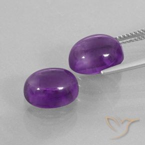 Pedras preciosas de Ametista Violeta médio natural de 8.10 ct, oval, Transparente