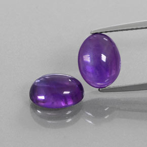 Pedras preciosas de Ametista Violeta Médio-claro natural de 4.96 ct, Corte Oval, Transparente