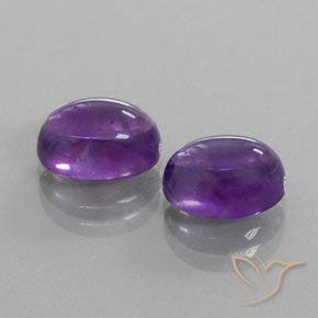 Pedras preciosas de Ametista Violeta Médio-claro natural de 6.37 ct, oval, Transparente