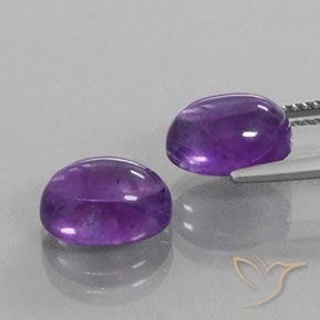 Pedras preciosas de Ametista Violeta Médio-claro natural de 6.37 ct, oval, Transparente