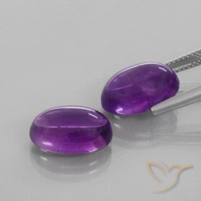 Pedras preciosas de Ametista Violeta médio natural de 13.00 ct, oval, Transparente