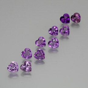 Pedras preciosas de ametista violeta natural de 6,39 ct, formato de coração, VS