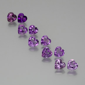 Pedras preciosas de ametista violeta natural de 6,39 ct, formato de coração, VS
