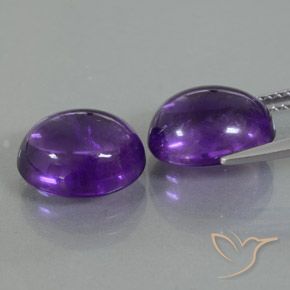 Pedras preciosas de Ametista Violeta médio natural de 8.09 ct, oval, Transparente/Translúcido