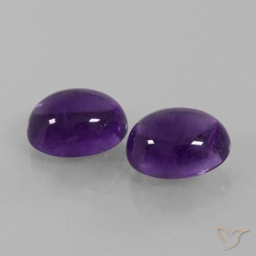Pedras preciosas de Ametista Violeta médio natural de 6.18 ct, oval, Transparente