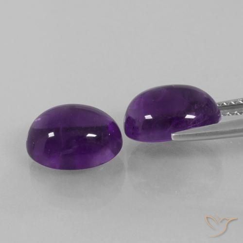 Pedras preciosas de Ametista Violeta médio natural de 6.18 ct, oval, Transparente