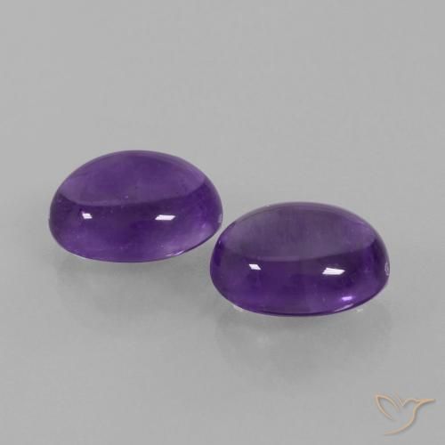 Pedras preciosas de Ametista Violeta médio natural de 5.49 ct, oval, Transparente
