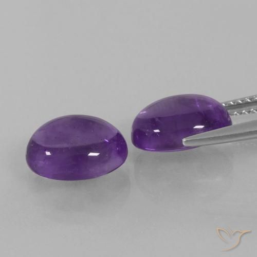 Pedras preciosas de Ametista Violeta médio natural de 5.49 ct, oval, Transparente