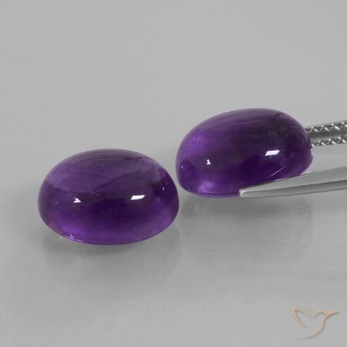 Pedras preciosas de Ametista Violeta médio natural de 8.43 ct, oval, Transparente