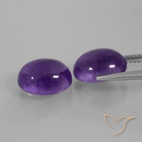 Pedras preciosas de Ametista Violeta médio natural de 7.57 ct, oval, Transparente
