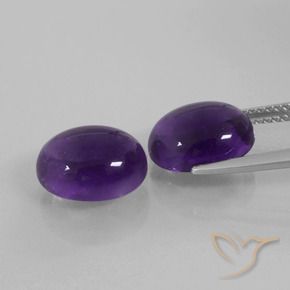 Pedras preciosas de Ametista Violeta médio natural de 6.90 ct, oval, Transparente