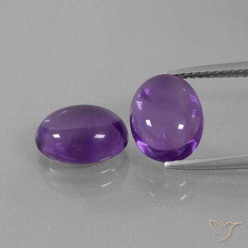 Pedras preciosas de ametista violeta médio-claro natural de 4,92 ct, corte oval, transparente