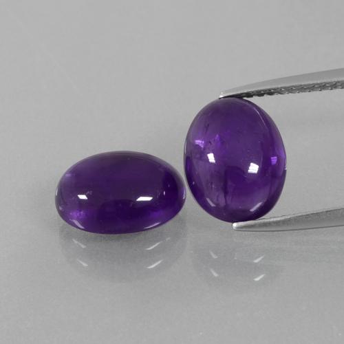 Pedras preciosas de Ametista Violeta Médio-claro natural de 5,24 ct, Corte Oval, Transparente