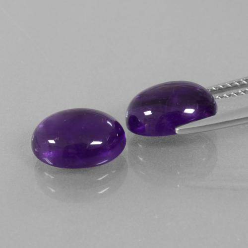 Pedras preciosas de Ametista Violeta Médio-claro natural de 5,24 ct, Corte Oval, Transparente