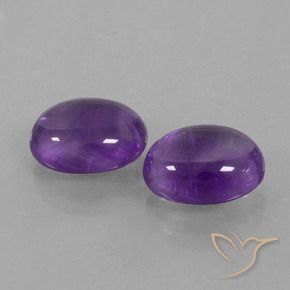 Pedras preciosas de Ametista Violeta Médio-claro natural de 6.94 ct, oval, Transparente