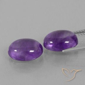 Pedras preciosas de Ametista Violeta Médio-claro natural de 6.94 ct, oval, Transparente