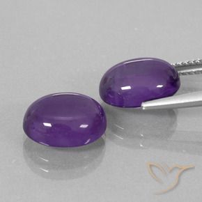 Pedras preciosas de Ametista Violeta Médio-claro natural de 7.55 ct, oval, Transparente