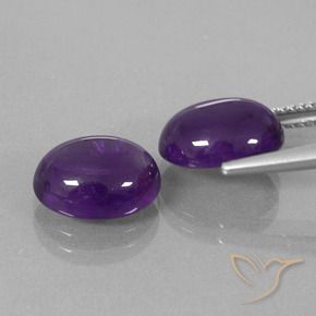Pedras preciosas de Ametista Violeta Médio-claro natural de 6.94 ct, oval, Transparente