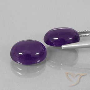 Pedras preciosas de Ametista Violeta Médio-claro natural de 7.42 ct, oval, Transparente