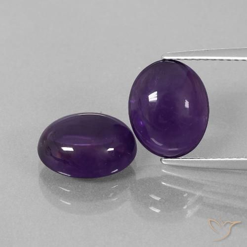 Pedras preciosas de Ametista Violeta Profundo natural de 6.75 ct, oval, Transparente