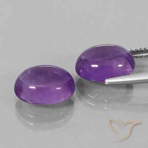 Pedras preciosas de Ametista Violeta médio natural de 7.53 ct, oval, Transparente