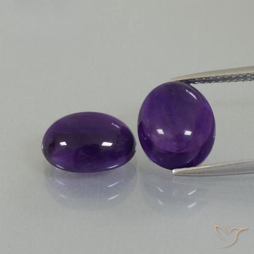 Pedras preciosas de Ametista Violeta médio natural de 7.27 ct, oval, Transparente