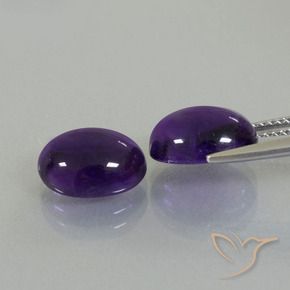 Pedras preciosas de Ametista Violeta médio natural de 7.27 ct, oval, Transparente