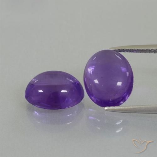 Pedras preciosas de Ametista Violeta médio natural de 7.12 ct, oval, Transparente