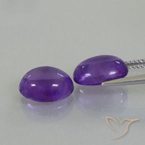 Pedras preciosas de Ametista Violeta médio natural de 7.12 ct, oval, Transparente