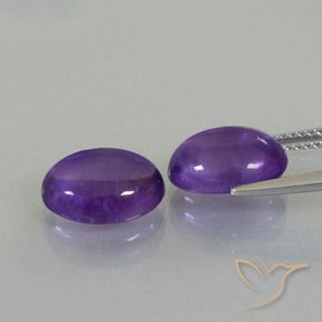Pedras preciosas de Ametista Violeta médio natural de 6.45 ct, oval, Transparente