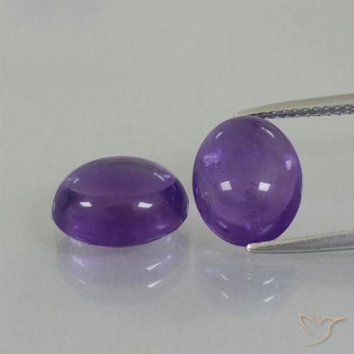 Pedras preciosas de Ametista Violeta médio natural de 7.76 ct, oval, Transparente