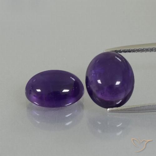 Pedras preciosas de Ametista Violeta Profundo natural de 7.22 ct, oval, Transparente