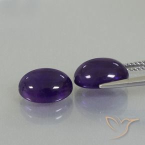 Pedras preciosas de Ametista Violeta Profundo natural de 7.22 ct, oval, Transparente