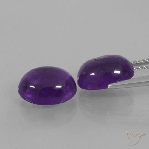 Pedras preciosas de Ametista Violeta médio natural de 5.56 ct, oval, Transparente