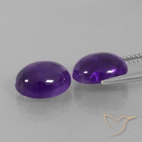 Pedras preciosas de Ametista Violeta médio natural de 7.04 ct, oval, Transparente