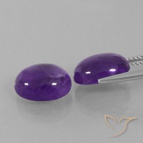 Pedras preciosas de Ametista Violeta médio natural de 7.15 ct, oval, Transparente