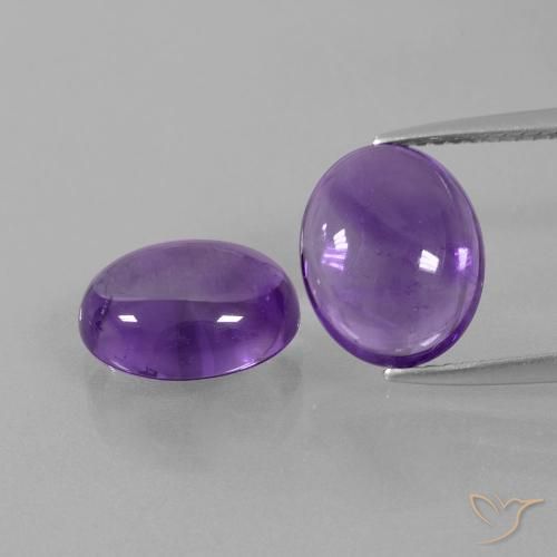 Pedras preciosas de Ametista Violeta médio natural de 6.87 ct, oval, Transparente