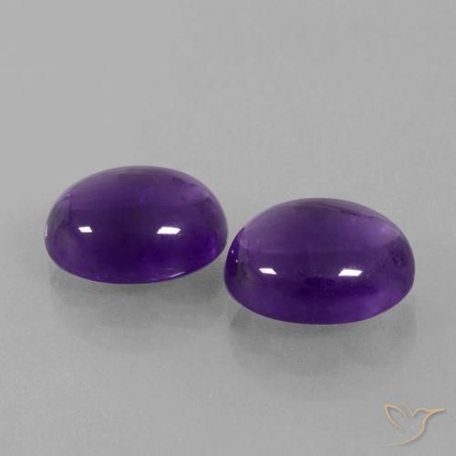 Pedras preciosas de Ametista Violeta médio natural de 7.39 ct, oval, Transparente
