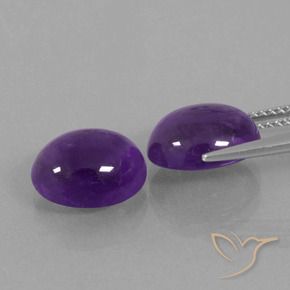 Pedras preciosas de Ametista Violeta médio natural de 7.12 ct, oval, Transparente