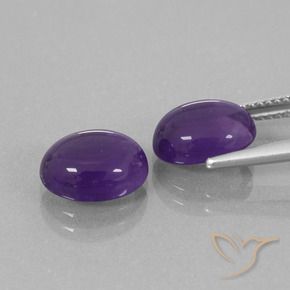 Pedras preciosas de Ametista Violeta médio natural de 5.40 ct, oval, Transparente
