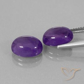 Pedras preciosas de Ametista Violeta médio natural de 5.72 ct, oval, Transparente