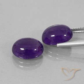 Pedras preciosas de Ametista Violeta médio natural de 7.45 ct, oval, Transparente