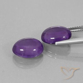 Pedras preciosas de Ametista Violeta Médio-claro natural de 6.69 ct, oval, Transparente