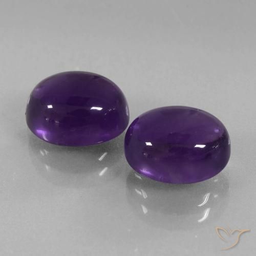 Pedras preciosas de Ametista Violeta médio natural de 6.59 ct, oval, Transparente