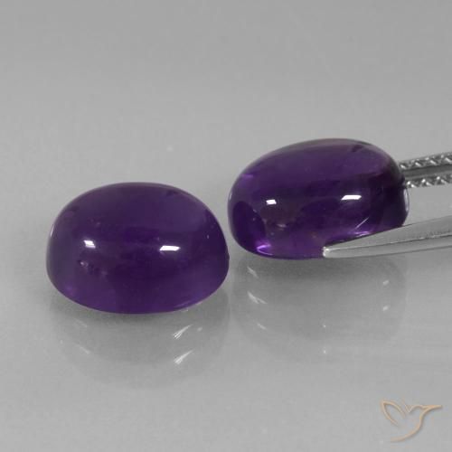 Pedras preciosas de Ametista Violeta médio natural de 6.59 ct, oval, Transparente